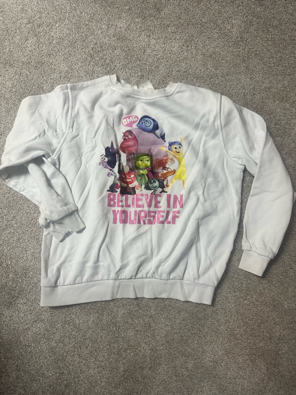 H&M White Kids Sweatshirt with Inside Out Character Graphic